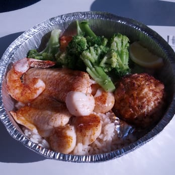 Bob's Seafood Market - Seafood combination broiled over rice with broccoli - Seafood Markets Near Me - Absecon, New Jersey Bob's Seafood Market - Seafood combination broiled over rice with broccoli - Seafood Markets Near Me - Absecon, New Jersey