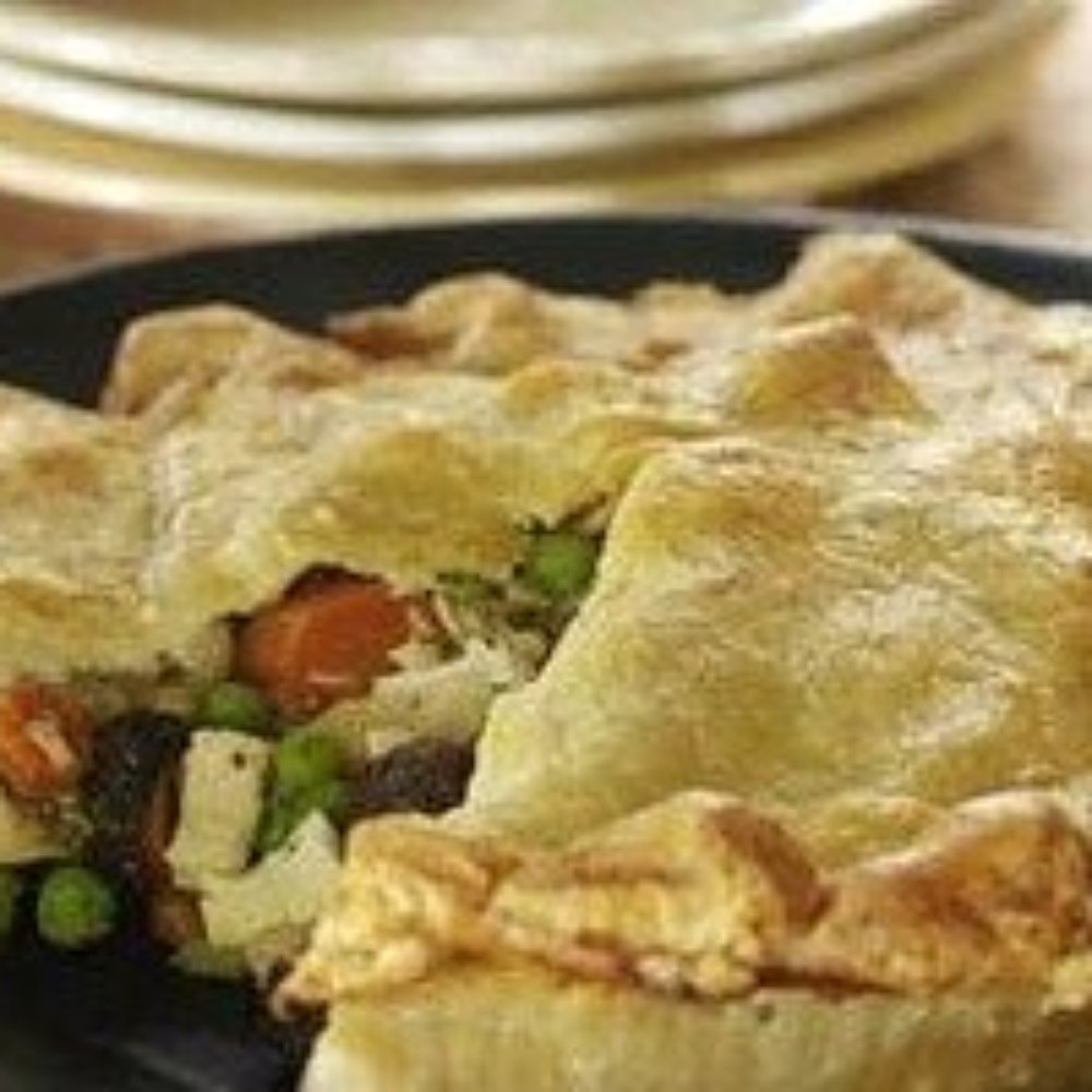 a chicken pot pie on a plate a chicken pot pie on a plate