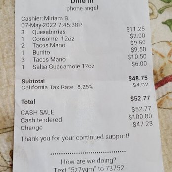 La Imperial Taqueria Wasco - Receipt is not specific but she repeated our order correctly over the phone - Mexican Near Me - Wasco, California La Imperial Taqueria Wasco - Receipt is not specific but she repeated our order correctly over the phone - Mexican Near Me - Wasco, California
