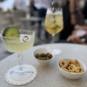 Cafe Wunderbar - Cucumber 75 and florio spritz - Cafes Near Me - Taormina, Maine Cafe Wunderbar - Cucumber 75 and florio spritz - Cafes Near Me - Taormina, Maine