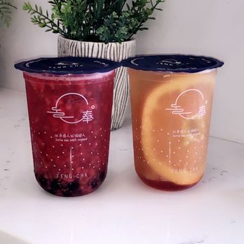 Feng Cha Teahouse - Strawberry Overflow & Grapefruit Overload - Bubble Tea Near Me - Costa Mesa, California