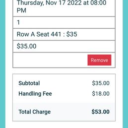 Egregious ticket surcharge for the "cheap seats". Is this per ticket? I don't even know.