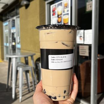 Bobaholics - Almond milk tea (with ground almonds). Very nice. - Bubble Tea Near Me - San Jose, California Bobaholics - Almond milk tea (with ground almonds). Very nice. - Bubble Tea Near Me - San Jose, California