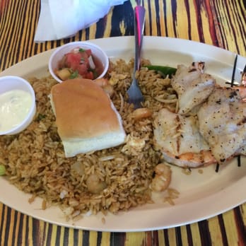 Mambo Seafood - Grilled fish and shrimp with mob rice - Seafood Near Me - Houston, Texas