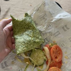 Jimmy John's - My falling apart MEDITERRANEAN VEGGIE WRAP with no tomatoes.