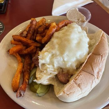 Fredericksburg Brewing - The cheesy Wurst Sandwich - Breweries Near Me - Fredericksburg, Texas