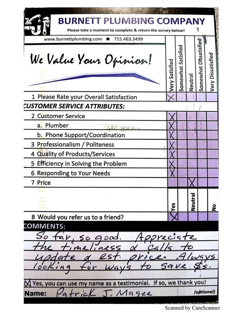 Slide of Burnett Plumbing Company