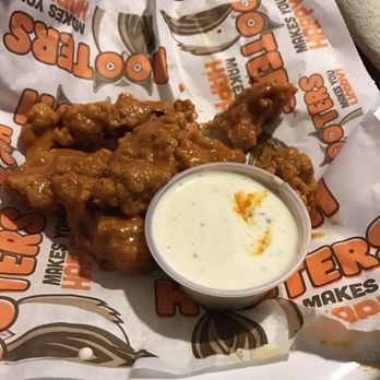 Hooters - I got those breaded boneless wings hot. They were perfect and crunchy and super delicious - Chicken Wings Near Me - Aurora, Colorado