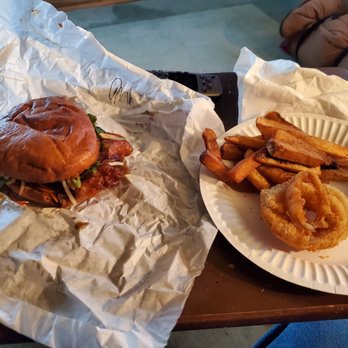 The Fairhaven - Korean Fried Chicken Sandwich, handmade fries and onion rings. My own addition, Artic Circle fry sauce. - American Near Me - Burlington, Washington The Fairhaven - Korean Fried Chicken Sandwich, handmade fries and onion rings. My own addition, Artic Circle fry sauce. - American Near Me - Burlington, Washington