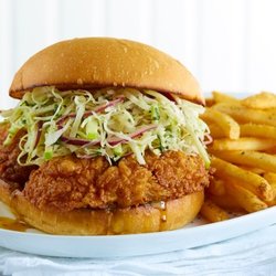 Street's Fine Chicken - Our Delicious Crispy Chicken Sandwich.  Comes with our Apple Jicama Slaw on it.  It is great!