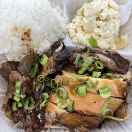 Combo with teriyaki beef and chicken