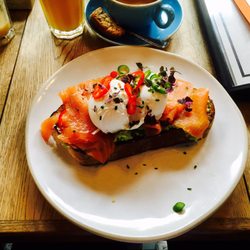 The Plough - Salmon, avo, poached egg on sourdough...