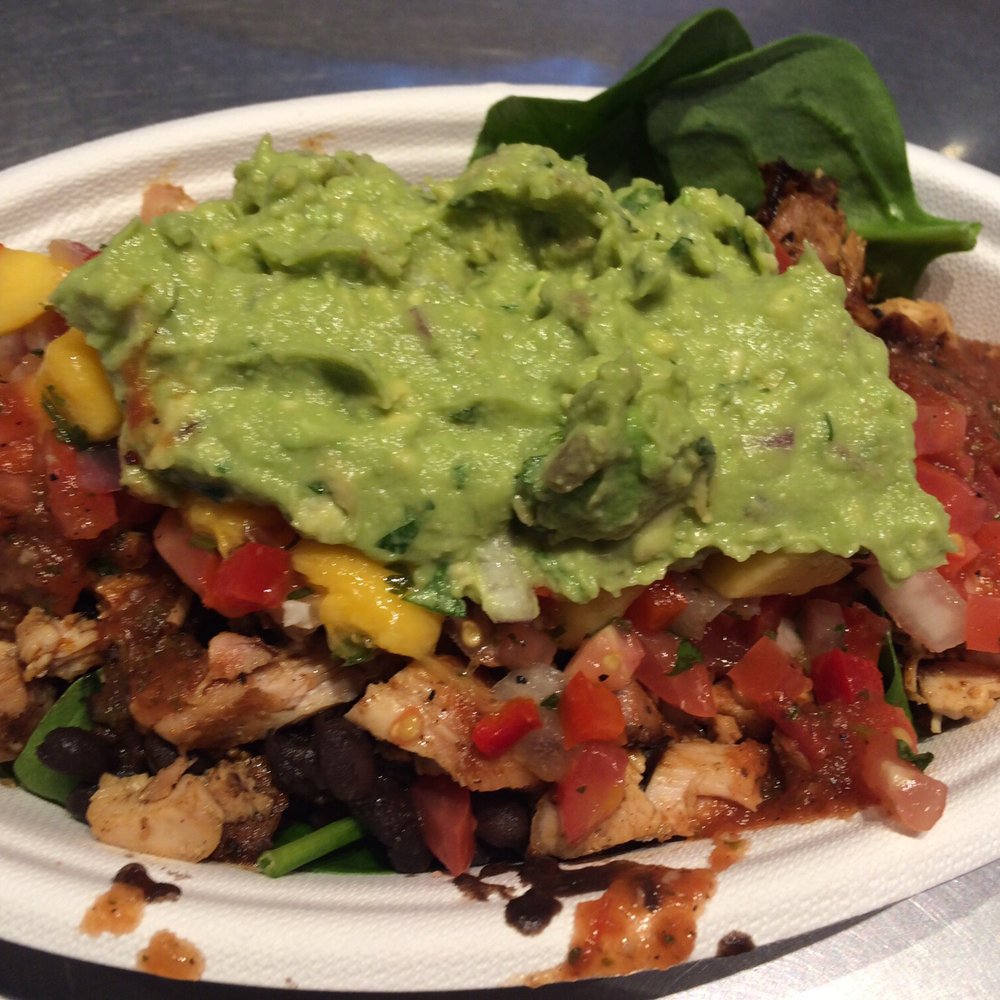 Cabo Fresh Mexican Grill - Salad with spinach, chicken, black beans, pico de gallo, mango salsa and guac! Yum! - Mexican Near Me - Stony Brook, New York Cabo Fresh Mexican Grill - Salad with spinach, chicken, black beans, pico de gallo, mango salsa and guac! Yum! - Mexican Near Me - Stony Brook, New York