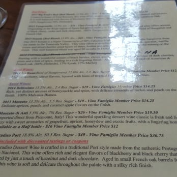 Robert Renzoni Vineyards - Tasting List - back - Wineries Near Me - Temecula, California