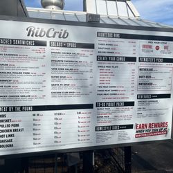 RibCrib BBQ - The menu outside in the drive through where you place your order.