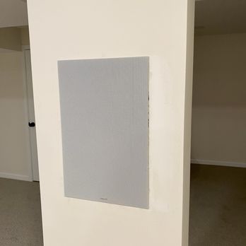 Vultron - Speaker centered after being installed off-center. Bad patch job showing gaps. - Home Theatre Installation Near Me - Springfield, Virginia