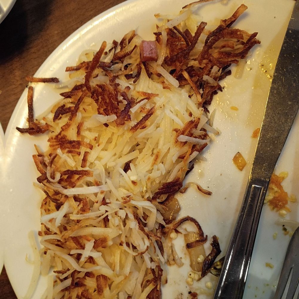 The uncooked burnt hash browns The uncooked burnt hash browns