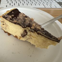 Perfect heath bar cheesecake for an afternoon pick me up. This is only half !!! Perfect heath bar cheesecake for an afternoon pick me up. This is only half !!!