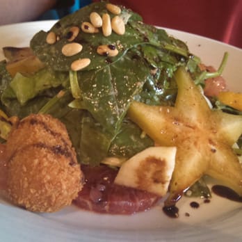 St. Eve's Restaurant - Carambola (star fruit) salad w/ passion fruit french toast (sort of a fried ball with passion fruit custard) - New American Near Me - Ho-Ho-Kus, New Jersey