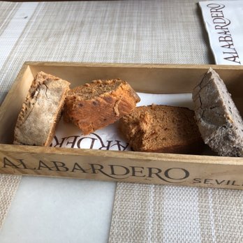 Taberna del Alabardero - Complimentary bread.  Pumpkin bread and seed/nut bread - Spanish Near Me - Seville, SE