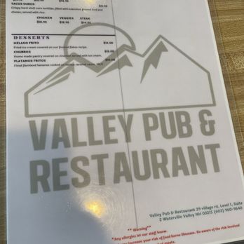Valley Pub & Restaurant - Mexican menu (back) - American Near Me - Waterville Valley, New Hampshire Valley Pub & Restaurant - Mexican menu (back) - American Near Me - Waterville Valley, New Hampshire