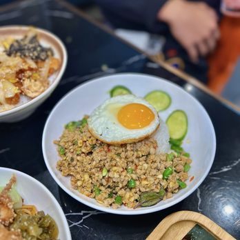 TeaWood Cafe - RE10 Thai Spicy Minced Porkw/Egg Over Rice ($14.95) - Japanese Near Me - San Francisco, California TeaWood Cafe - RE10 Thai Spicy Minced Porkw/Egg Over Rice ($14.95) - Japanese Near Me - San Francisco, California