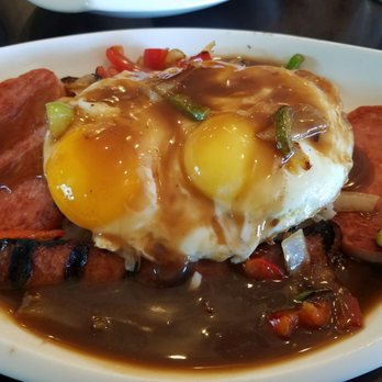 Hidden Cafe - The Deluxe Loco Moco...burger patty, spam, Portuguese sausage, egg, rice & brown gravy - New American Near Me - Camarillo, California Hidden Cafe - The Deluxe Loco Moco...burger patty, spam, Portuguese sausage, egg, rice & brown gravy - New American Near Me - Camarillo, California