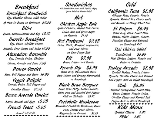 Menu photo 7 Atascadero Bistro Atascadero, CA