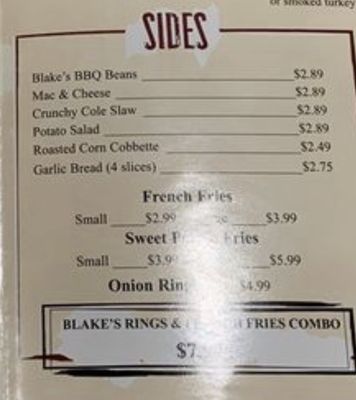 Menu photo 2 Blake's Place Anaheim, CA