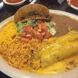 Decent enchiladas and rice, canned beans though. Decent enchiladas and rice, canned beans though.