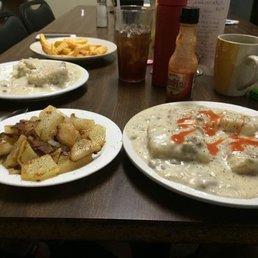 Biscuits & Sausage Gravy with home fries with onion Biscuits & Sausage Gravy with home fries with onion