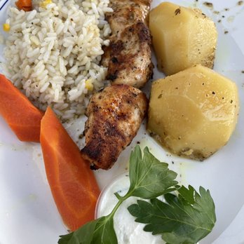 Pantheon Restaurant - Small chicken souvlaki dinner (comes with Greek salad on side) - Greek Near Me - Toronto, Ontario
