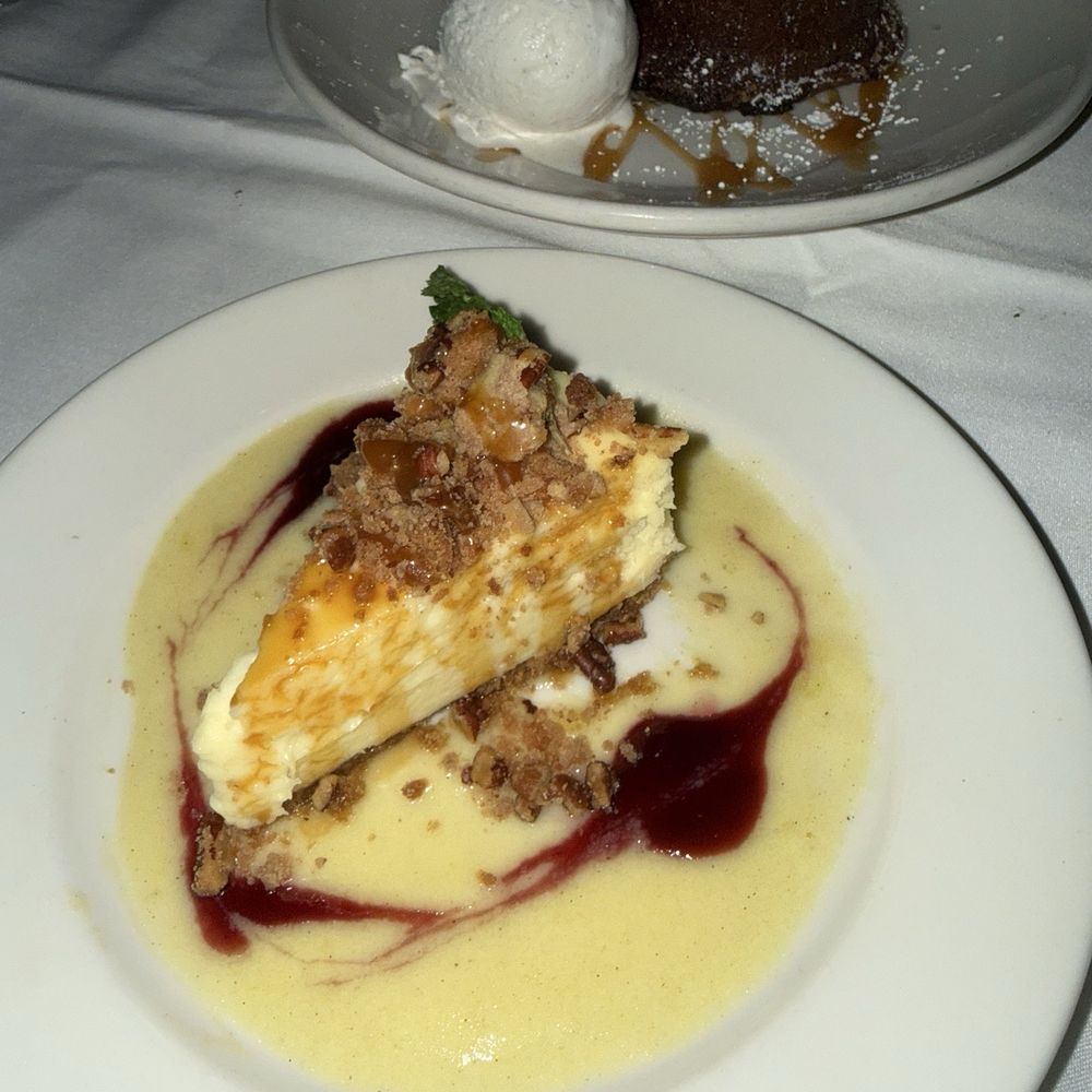 Morton's The Steakhouse - Top: Morton's Legendary Hot Chocolate Cake®, bottom: Pecan Cheesecake - Steakhouses Near Me - Jacksonville, Florida