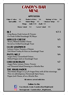 Menu photo 3 Third Street Tavern Highland, CA