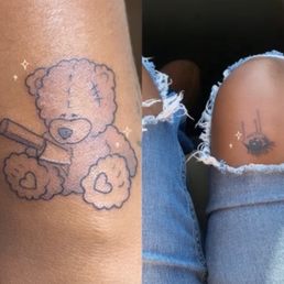 Flash tattoos of a cute bear and an eye :]