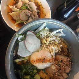 Pork dumplings and shoyu ramen