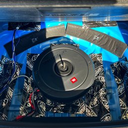 Mounted on floor with Dynamat sound deadening material.