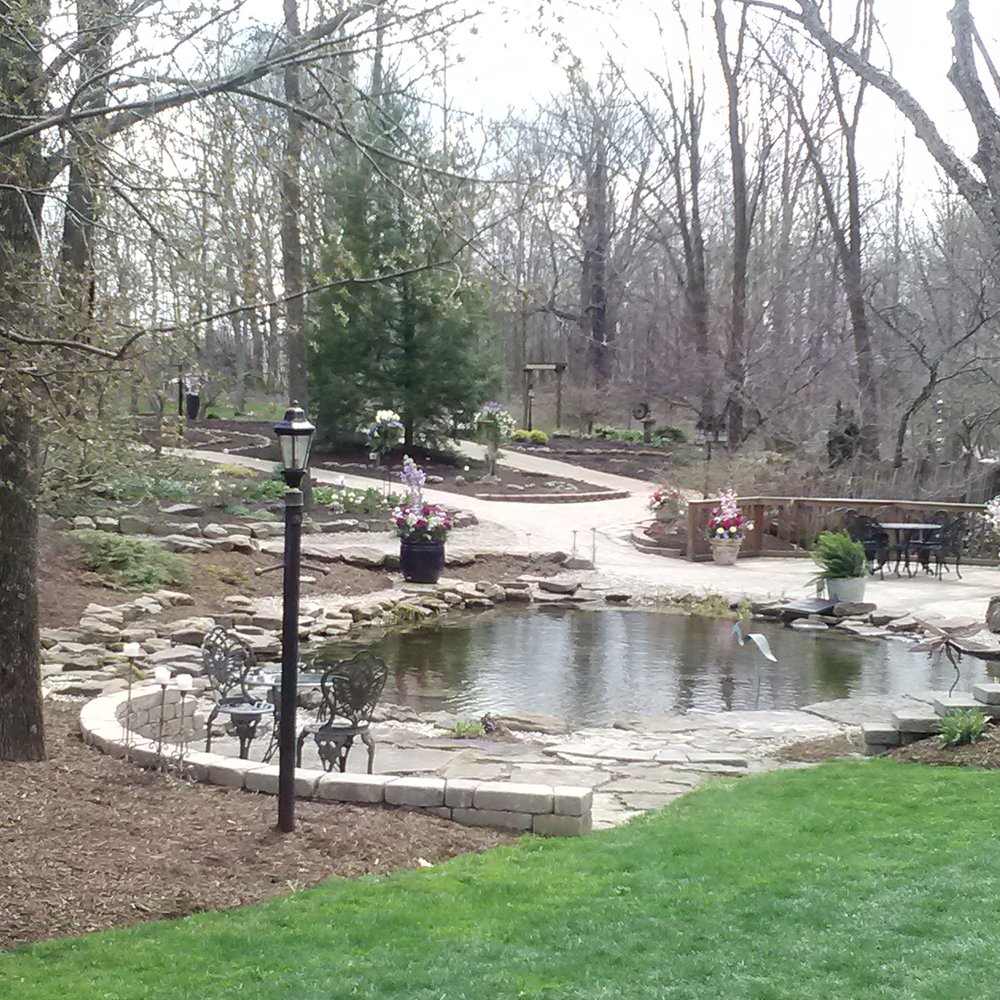 Beautiful patio surrounded by this lovely water feature.