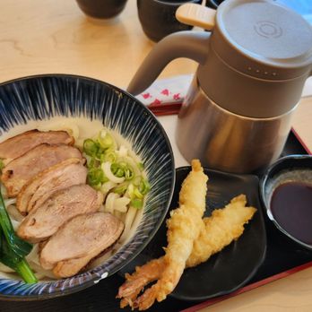 Hinode Udon and Tempura - Duck Breast udon + 2 shrimp temp + drink - Japanese Near Me - Richmond Hill, Ontario