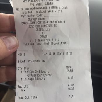 McDonald's - Something as simple as a bacon and egg biscuit no cheese. What do I get. 2 sausage biscuits UGH - Fast Food Near Me - Greenville, South Carolina McDonald's - Something as simple as a bacon and egg biscuit no cheese. What do I get. 2 sausage biscuits UGH - Fast Food Near Me - Greenville, South Carolina
