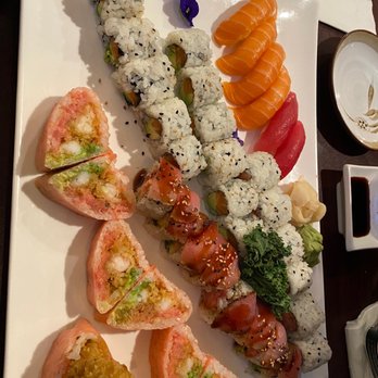 Rainbow - Salmon sushi, tuna sushi, salmon avocado rolls, sweetheart special roll and a tuna speciality roll. - Japanese Near Me - Ventnor City, New Jersey Rainbow - Salmon sushi, tuna sushi, salmon avocado rolls, sweetheart special roll and a tuna speciality roll. - Japanese Near Me - Ventnor City, New Jersey