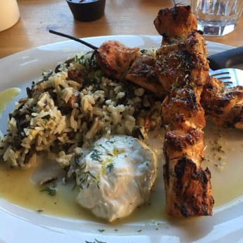 Kentro Greek Kitchen - Chicken kabob plate I forgot the actually name of the dish but it's a must try! - Greek Near Me - Fullerton, California