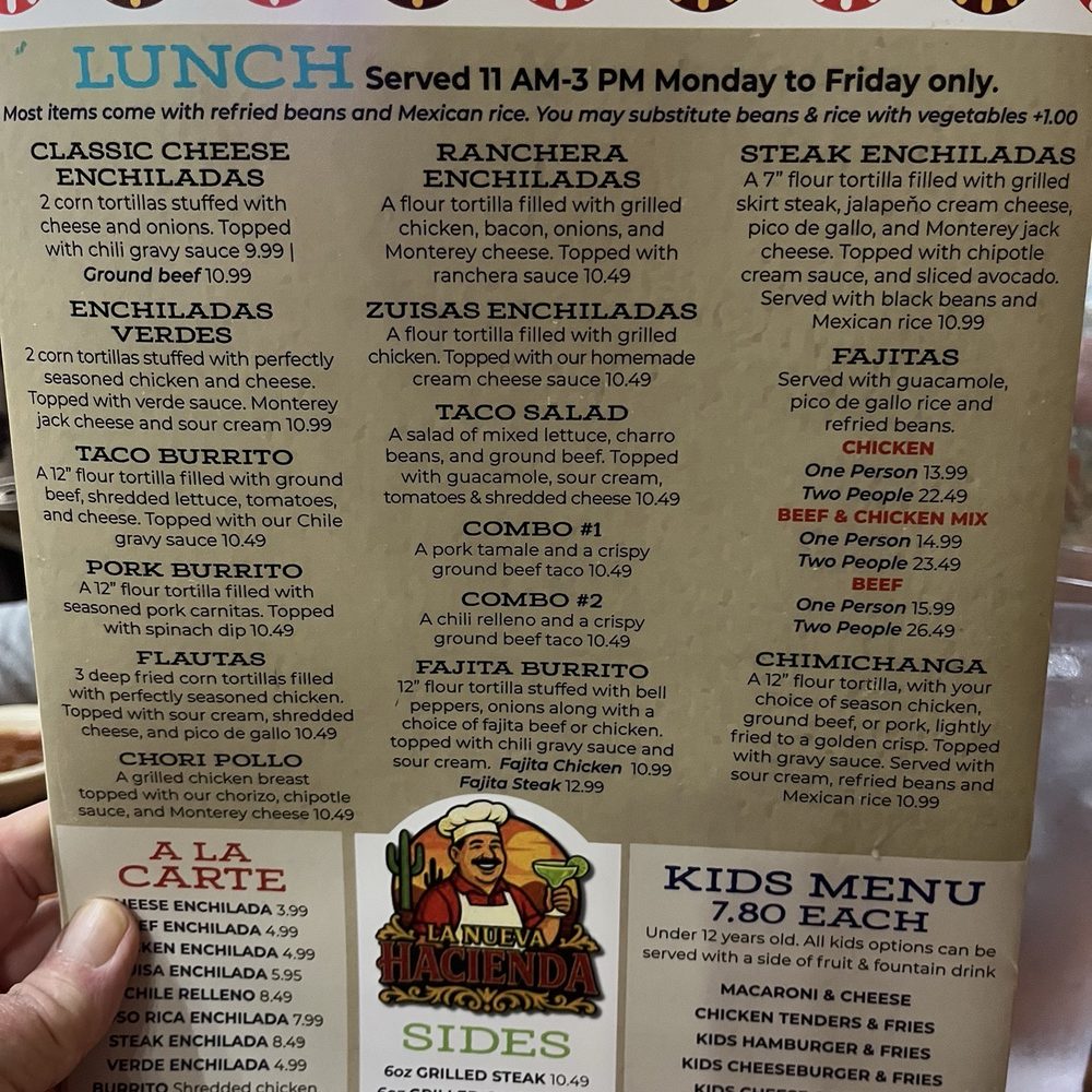 La Hacienda - Menu - Mexican Near Me - Osawatomie, Kansas