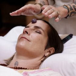 Gaia Child Healing - Reiki healing with a gemstone body layout.