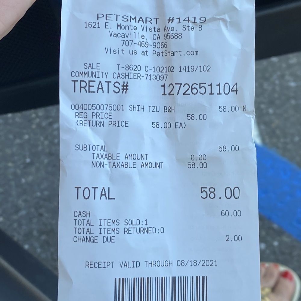 Receipt after I disputed paying the extra $8.00 for "Special Handling" and $6.00 for the Mohawk he didn't receive. Receipt after I disputed paying the extra $8.00 for "Special Handling" and $6.00 for the Mohawk he didn't receive.