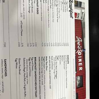Joe's Diner - the menu for the restaurant - American Near Me - Lee, Massachusetts Joe's Diner - the menu for the restaurant - American Near Me - Lee, Massachusetts
