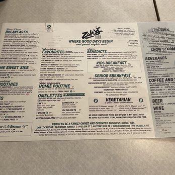 Zak’s Diner - Menu. - Diners Near Me - Ottawa, Ontario Zak’s Diner - Menu. - Diners Near Me - Ottawa, Ontario