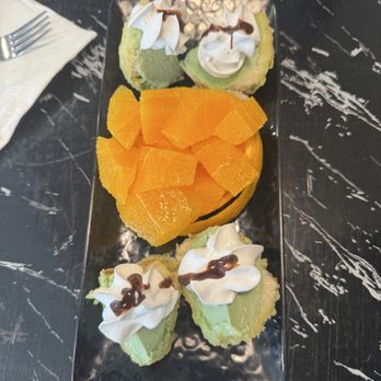 Aza Sushi - Dessert...deep fried matcha ice cream and fruit - Sushi Bars Near Me - Lake Elsinore, California Aza Sushi - Dessert...deep fried matcha ice cream and fruit - Sushi Bars Near Me - Lake Elsinore, California