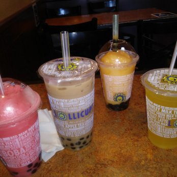 Lollicup - Royal Milk Tea Boba, Passion Fruit Juice, Watermelon Slush w/ Boba, and Mango Peach Boba Slush! Delicious!! - Bubble Tea Near Me - Chula Vista, California