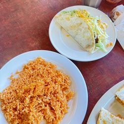 El Tequila - Ground beef taco with a side of rice